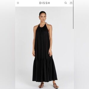 DISSH Ari Black Linen Halter Maxi dress size 4